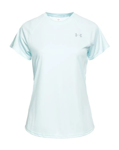 Under Armour Woman T-shirt Sky Blue Size M Polyester, Elastomultiester