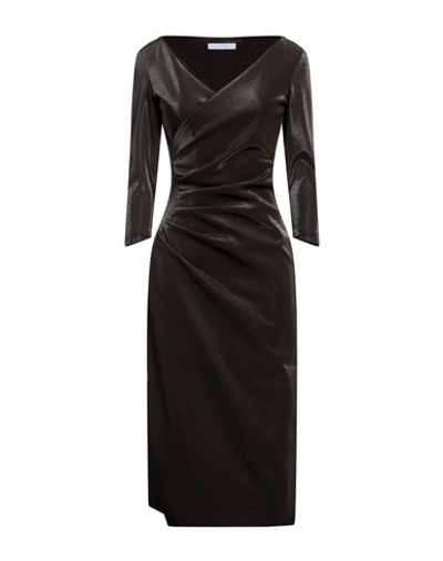 Chiara Boni La Petite Robe Woman Midi Dress Dark Brown Size 6 Polyamide, Elastane