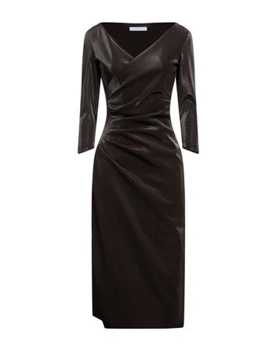 Chiara Boni La Petite Robe Woman Midi Dress Dark Brown Size 10 Polyamide, Elastane