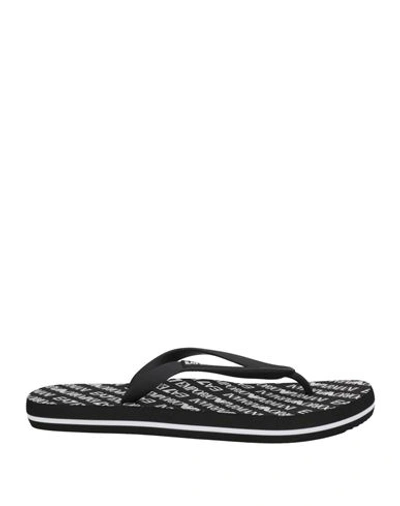Ea7 Man Toe Strap Sandals Black Size 11.5 Rubber