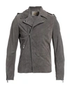 Vintage De Luxe Man Jacket Lead Size 42 Soft Leather In Grey