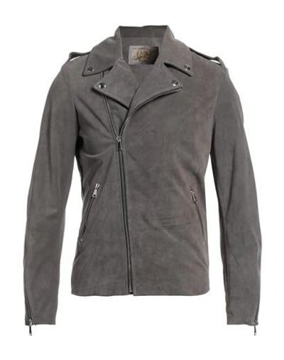 Vintage De Luxe Man Jacket Lead Size 42 Soft Leather In Grey
