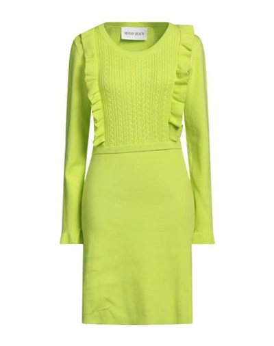 Silvian Heach Woman Short Dress Acid Green Size M Viscose, Polyester, Nylon In Green
