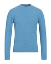 +39 Masq Man Sweater Azure Size 38 Cotton, Polyamide, Elastane In Blue