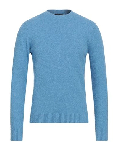 +39 Masq Man Sweater Azure Size 38 Cotton, Polyamide, Elastane In Blue