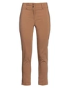 TRY ME TRY ME WOMAN PANTS CAMEL SIZE 6 COTTON, POLYESTER, ELASTANE