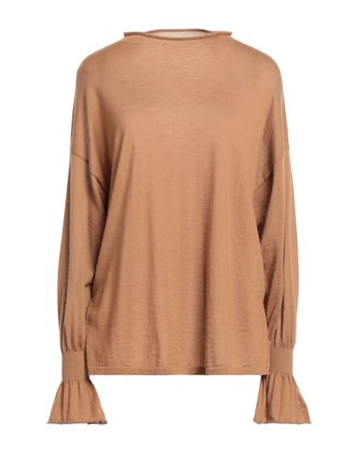 Wolford Woman Turtleneck Camel Size L Cashmere In Beige