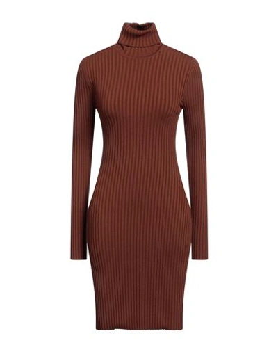 Wolford Woman Mini Dress Brown Size M Virgin Wool, Cotton, Elastane In Brown