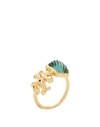 TORY BURCH TORY BURCH WOMAN RING GREEN SIZE 7 BRASS, STONE