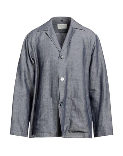 Neill Katter Man Shirt Slate Blue Size L Linen, Cotton, Polyester
