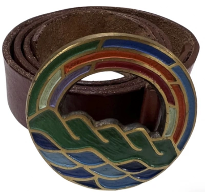 Marketplace 70s Rainbow Painted Brass Belt In Brown