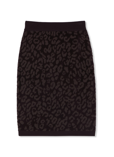 St John Lurex Leopard Jacquard Knit Pencil Skirt In Multi
