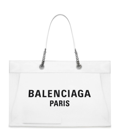 Balenciaga Duty Free Large Mesh Tote Bag In White