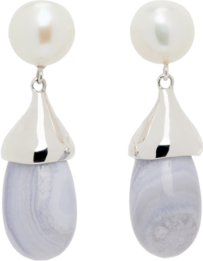 Sophie Buhai Ssense Exclusive Silver & Blue Audrey Earrings In Chalcedony