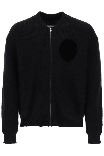 Mm6 Maison Margiela Distressed-detail Knit Cardigan In Black