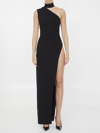 Monot Mônot Asymmetric Shoulder Dress In Black