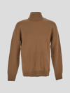 Ballantyne Roll-neck Wool Jumper In Brown