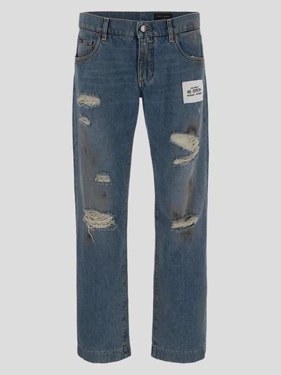 Dolce & Gabbana Dirty Jeans In Blue