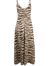 Ganni Khaki Crinkled Maxi Dress In Kaki