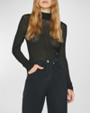 FRAME STRETCH MESH LACE TURTLENECK