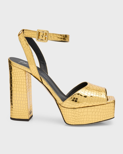 Giuseppe Zanotti Women's Morfeo 120mm Metallic Platform Sandals In Gold