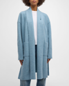 Eileen Fisher Missy Lightweight Boiled Wool Top Coat In Blue