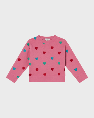 Stella Mccartney Kids' Organic Cotton Sweatshirt W/ Hearts In 547mc Pink