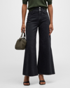 Frame Le Palazzo High Waist Button Fly Crop Wide Leg Jeans In Inkblot