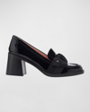 KATE SPADE LEANDRA PATENT BOW HEELED LOAFERS