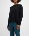 Eileen Fisher Crewneck Cashmere-silk Boucle Top In Black