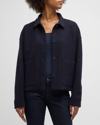 Eileen Fisher Missy Lightweight Boiled Wool Shirt Jacket In Nocturne