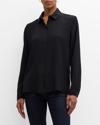 Eileen Fisher Button-down Silk Jacquard Shirt In Black