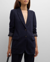 Brunello Cucinelli Deconstructed Cashmere Jacket With Necklace In C201 Navy
