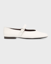 The Row Ava Square-toe Leather Mary Jane Flats In Opw White
