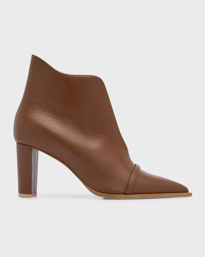 Malone Souliers Clara Leather V-cut Ankle Booties In Brunette