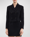 Theory Crop Double-breasted Jacket In Blk