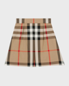 Burberry Girl's Anjelica Check-print Pleated Skirt In Archive Beige