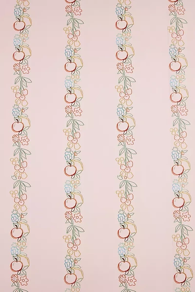 Lingua Franca Embroidered Fruit Vines Wallpaper