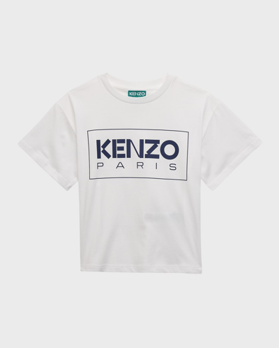 Kenzo Kids' Logo Organic Cotton Graphic T-shirt In 12p-ivory