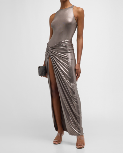 Lapointe Shiny Jersey Sarong In Steel