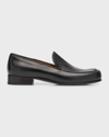 The Row Flynn Leather Slip-on Loafers In Black