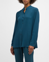 EILEEN FISHER BUTTON-DOWN GEORGETTE CREPE SHIRT