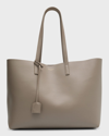 Saint Laurent Shopping Leather Tote In 2826 Greyish Brow