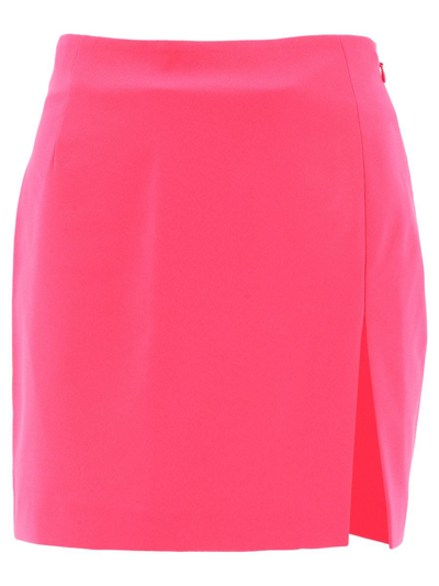 The Andamane Gioia Split Satin Crepe Mini Skirt In Viola