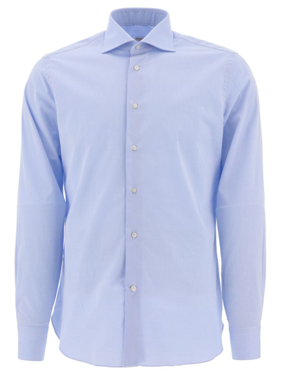 Borriello Poplin Cotton Shirt In Light Blue