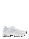 NEW BALANCE '530' WHITE AND LIGHT BLUE LOW TOP SNEAKERS WITH LOGO PATCH IN TECH FABRIC MAN