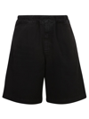 14 Bros Drawstring Waist Cotton Shorts In Black