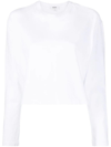 Agolde Long-sleeved Cropped T-shirt In White