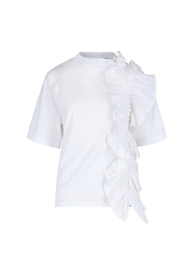 Az Factory Ruffle-detail Cotton T-shirt In White