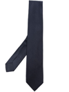 Barba Napoli Pointed Tip Slim Silk Tie With Textured Finish In Blue